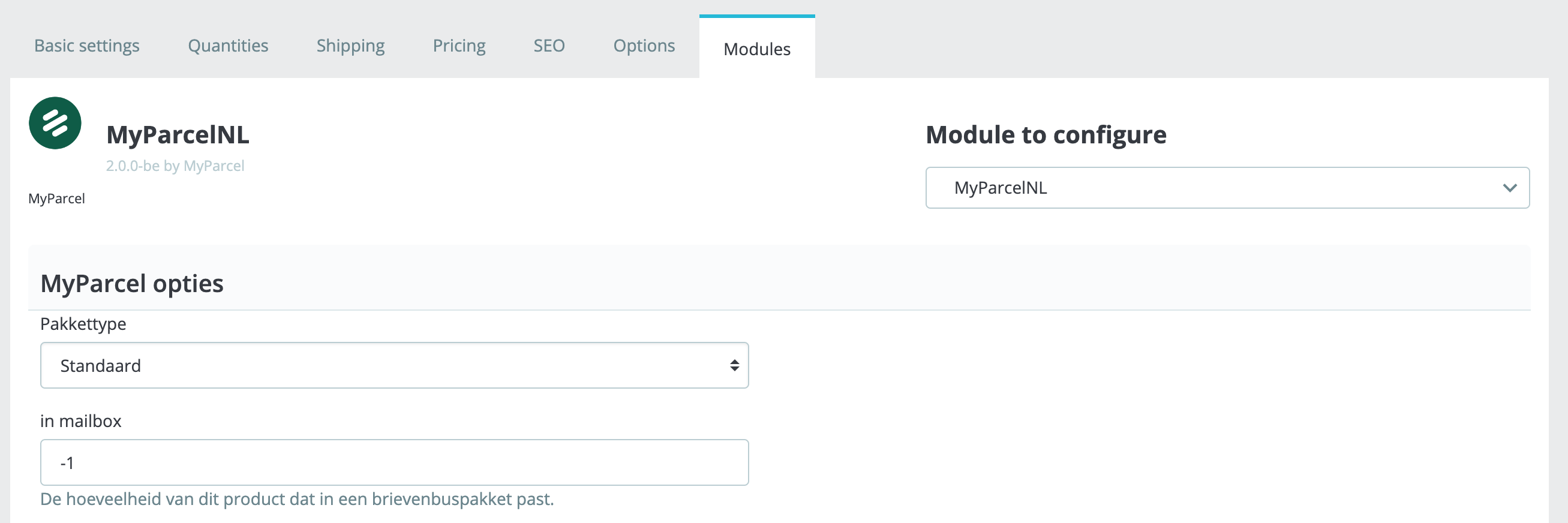 MyParcel PrestaShop plugin instellingen op productniveau verzendmethode