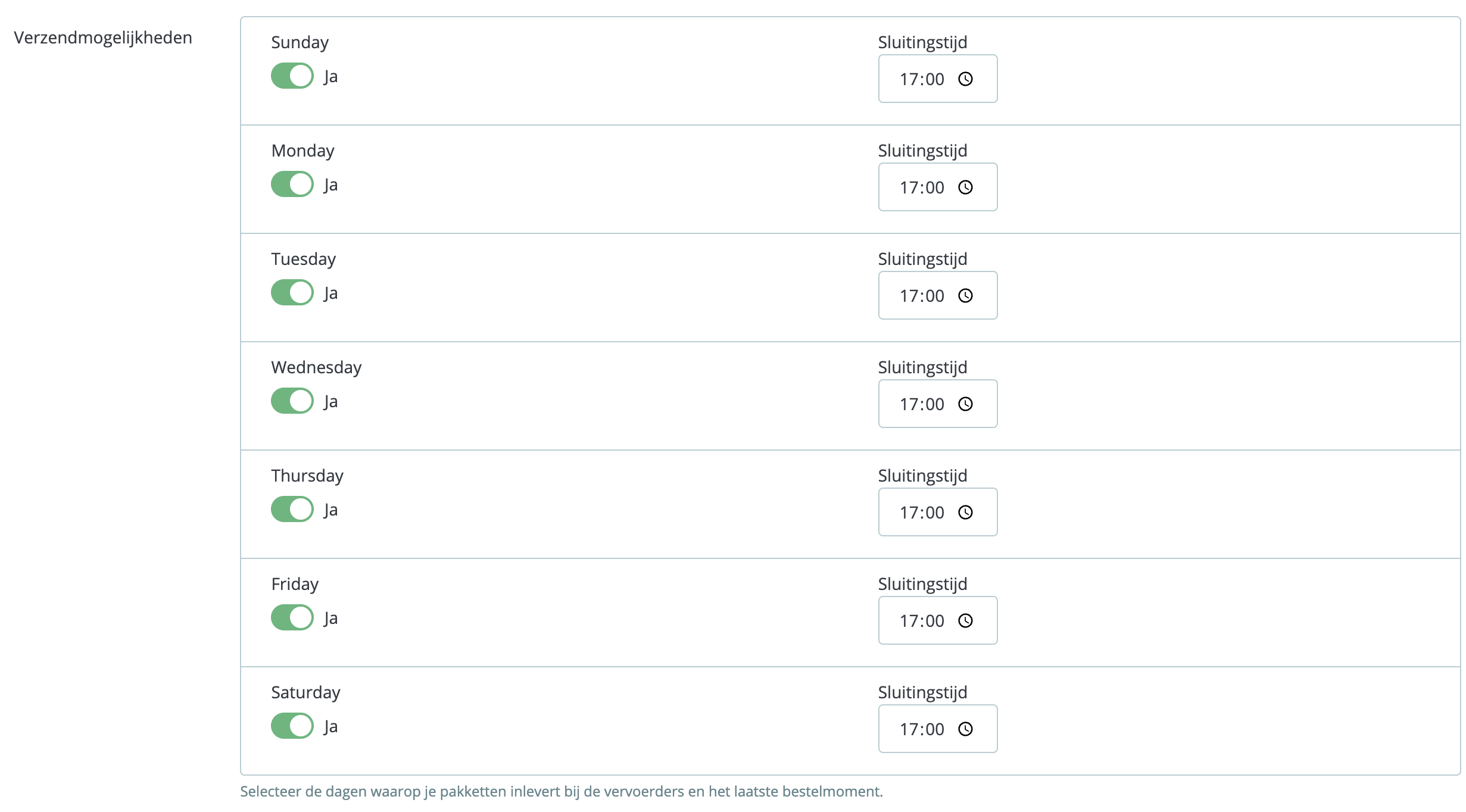 MyParcel PrestaShop plugin instellingen DHL for you verzendmogelijkheden