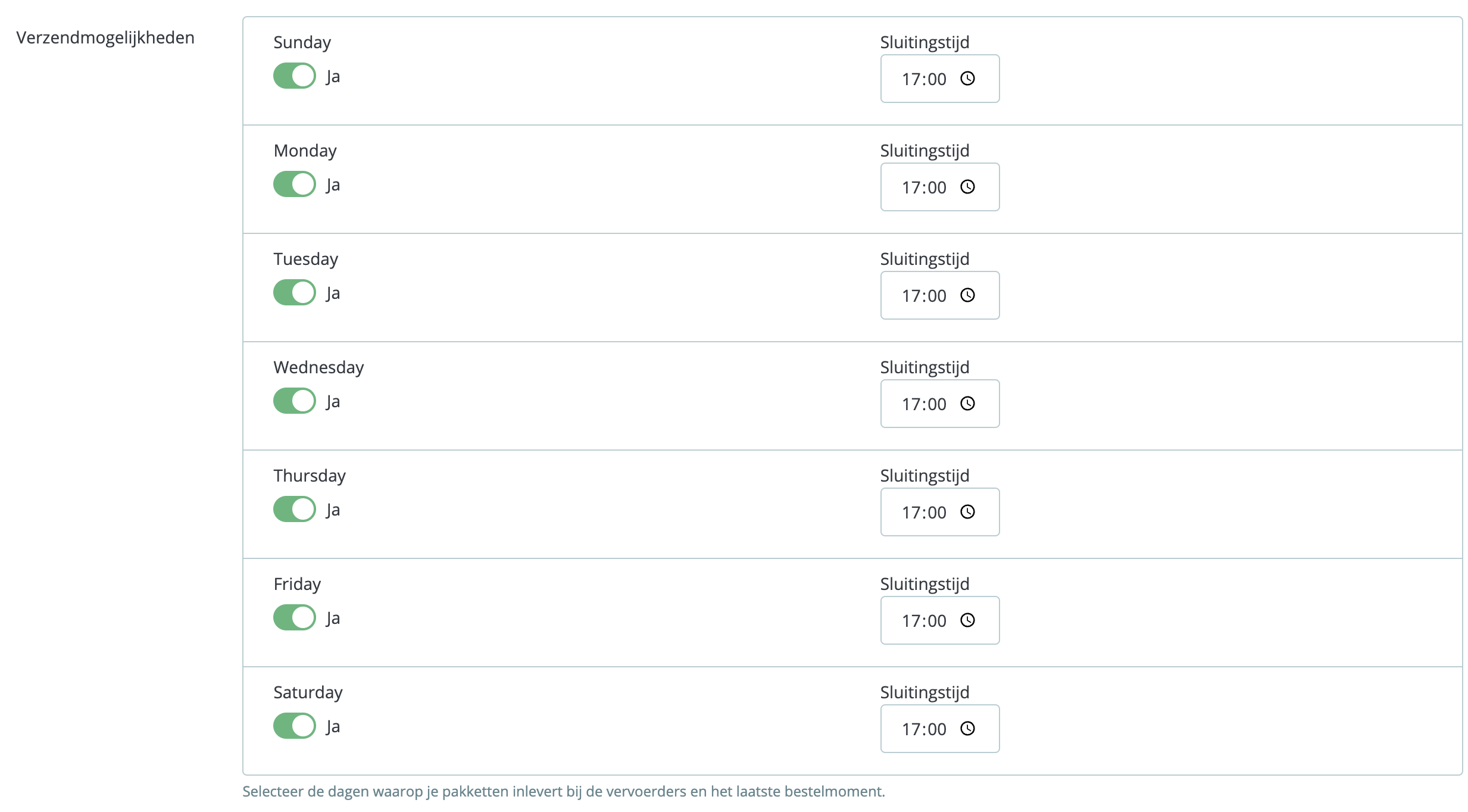 MyParcel PrestaShop plugin instellingen DHL for you verzendmogelijkheden