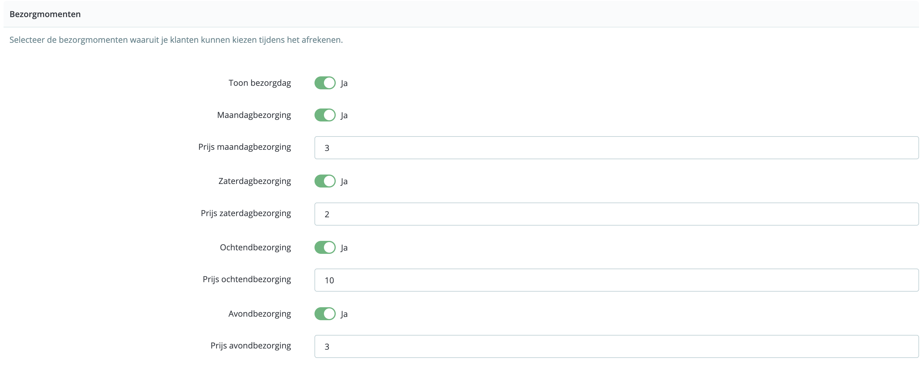 MyParcel PrestaShop plugin instellingen voor PostNL bezorgmomenten