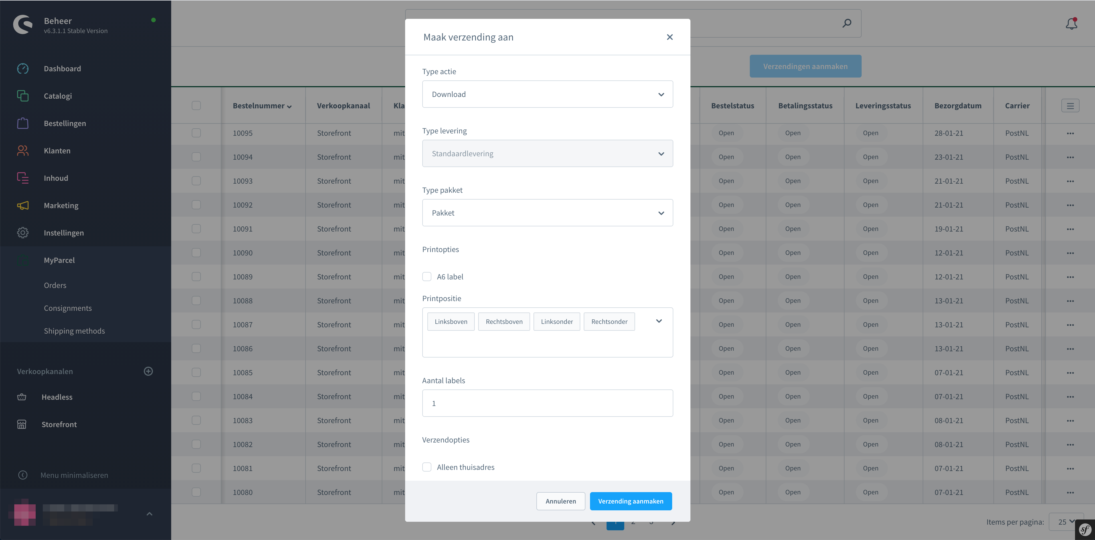 Shopware aanmaken van een label model